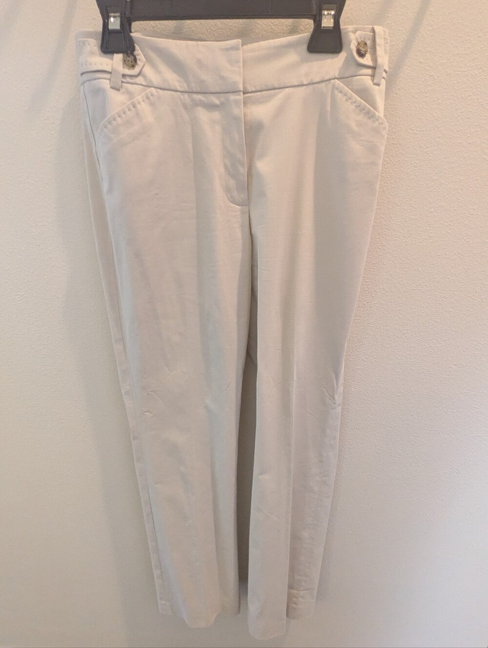 Talbots Cream Trouser Dress Pants Size 2 Accent Buttons